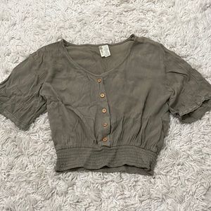 Light Army Green Short Sleeve Top